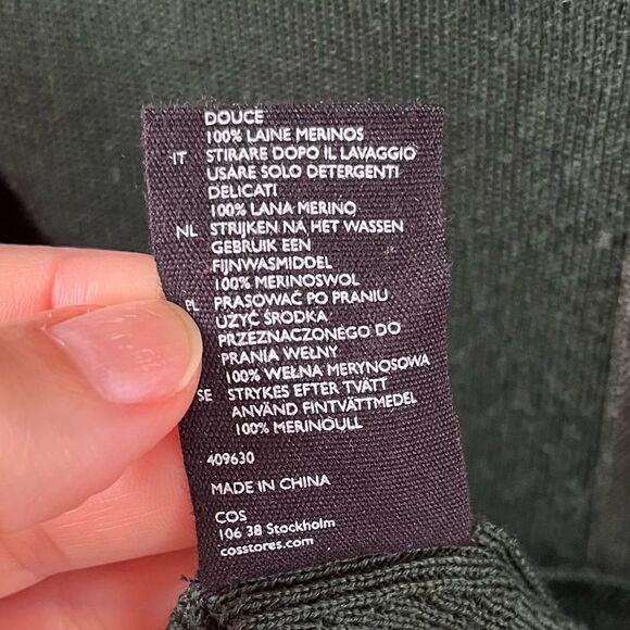 COS Exposed Back Zipper Knit Peplum Sweater in Forest Green S NWOT - Picture 7 of 7